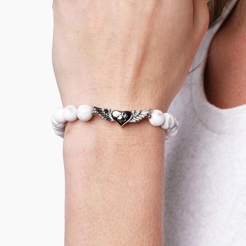 “Best Dog Mom Ever” – STRĀ Dog Beaded Bracelet- Always Loved Angel Paw-Wing Beaded Dog Bracelet - Donates 10 Meals to Help Feed Hungry Stray Dogs - Image 3