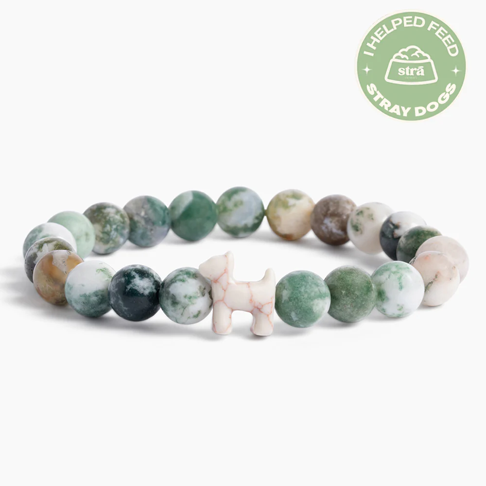 “Best Mom Ever” – STRĀ Dog Beaded Bracelet- Green Tree Agate - Donates 10 Meals to Help Feed Hungry Stray Dogs - Image 3