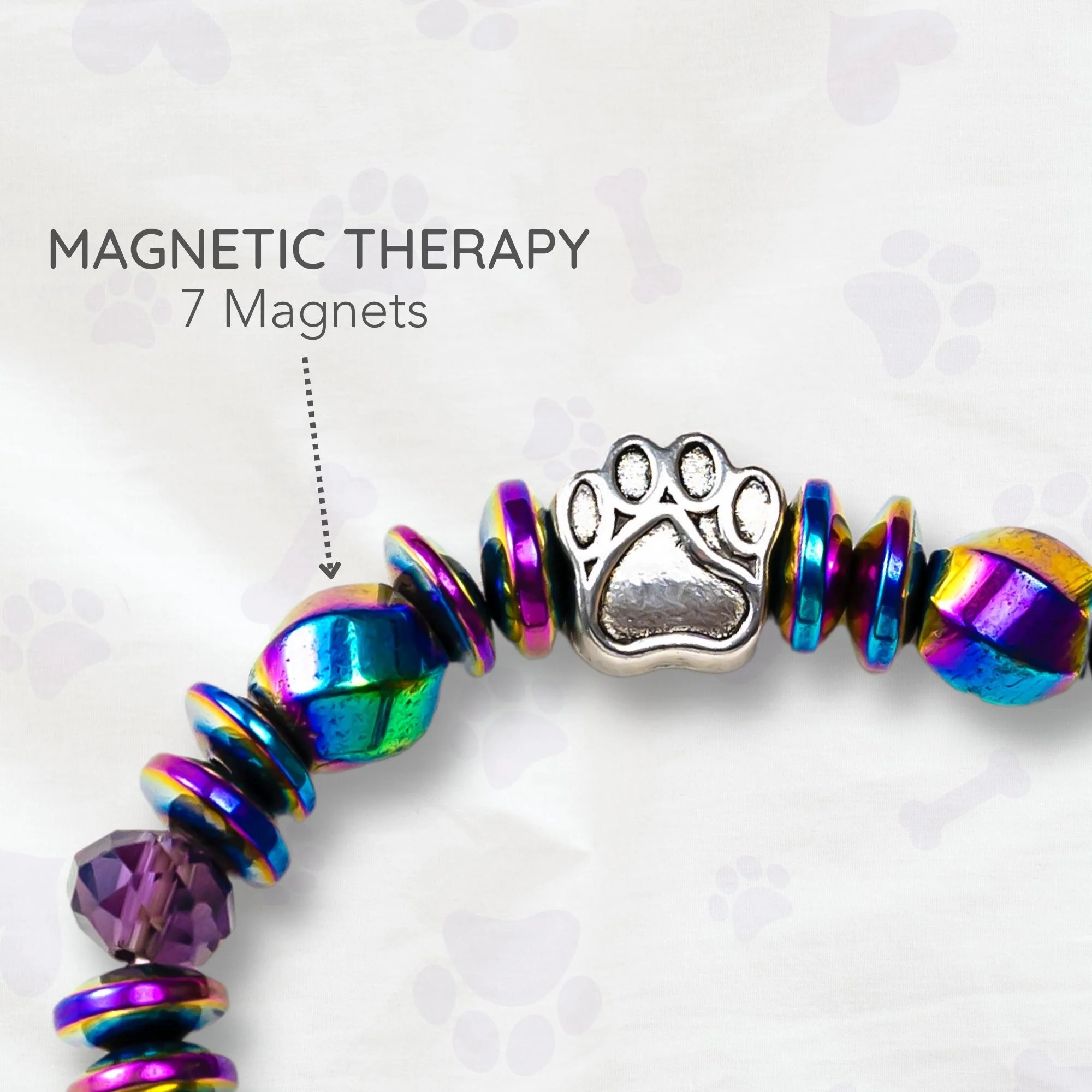 Iridescent Rainbow Magnetic Beaded Therapy Bracelet - Image 3