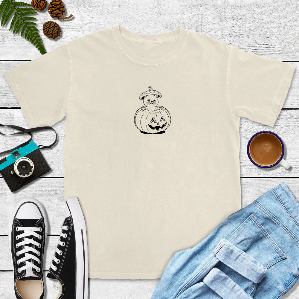 Pumpkin Cat Tee (Terracotta, Ivory, Sandstone, White) - Image 3