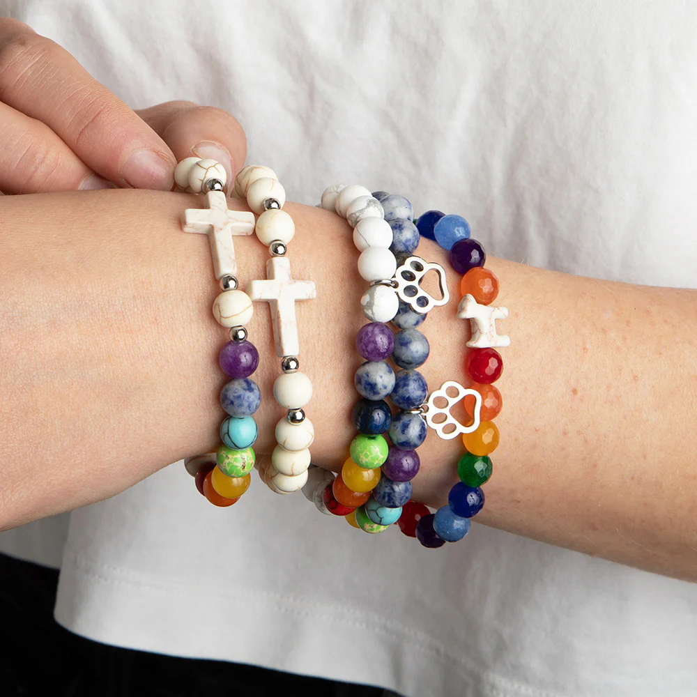 STRA Rainbow Bridge Howlite & Crystal Rainbow Bracelet - Image 4