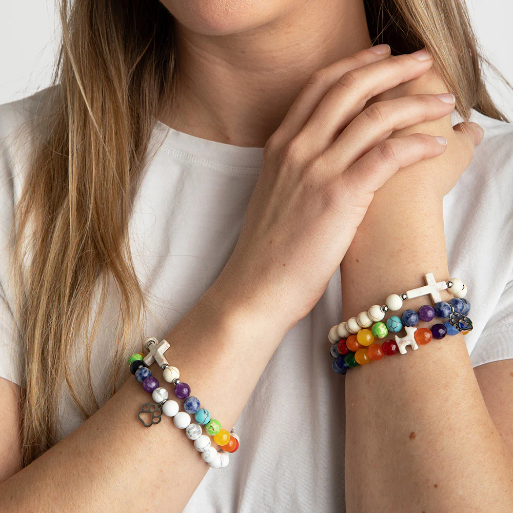 STRA Rainbow Bridge Howlite & Crystal Rainbow Bracelet - Image 6