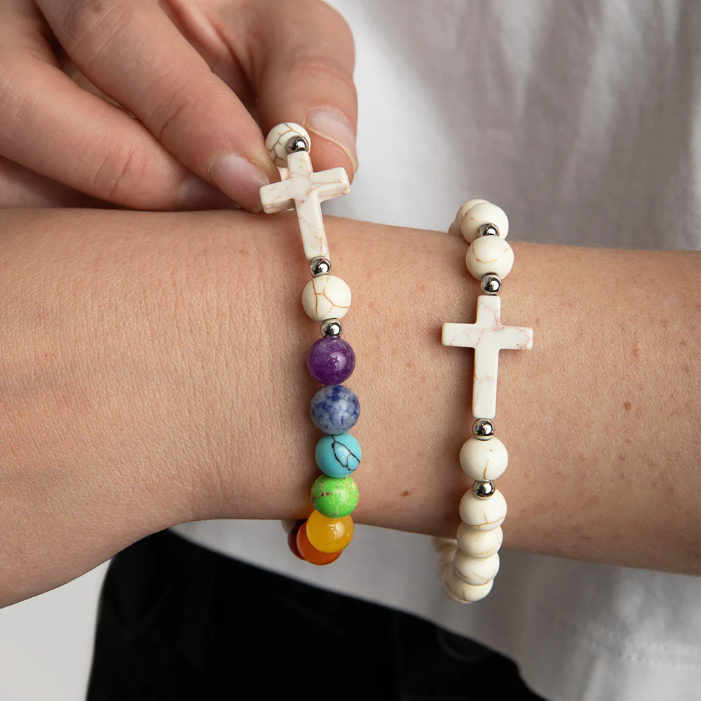 STRA Rainbow Bridge Howlite & Crystal Rainbow Bracelet - Image 5