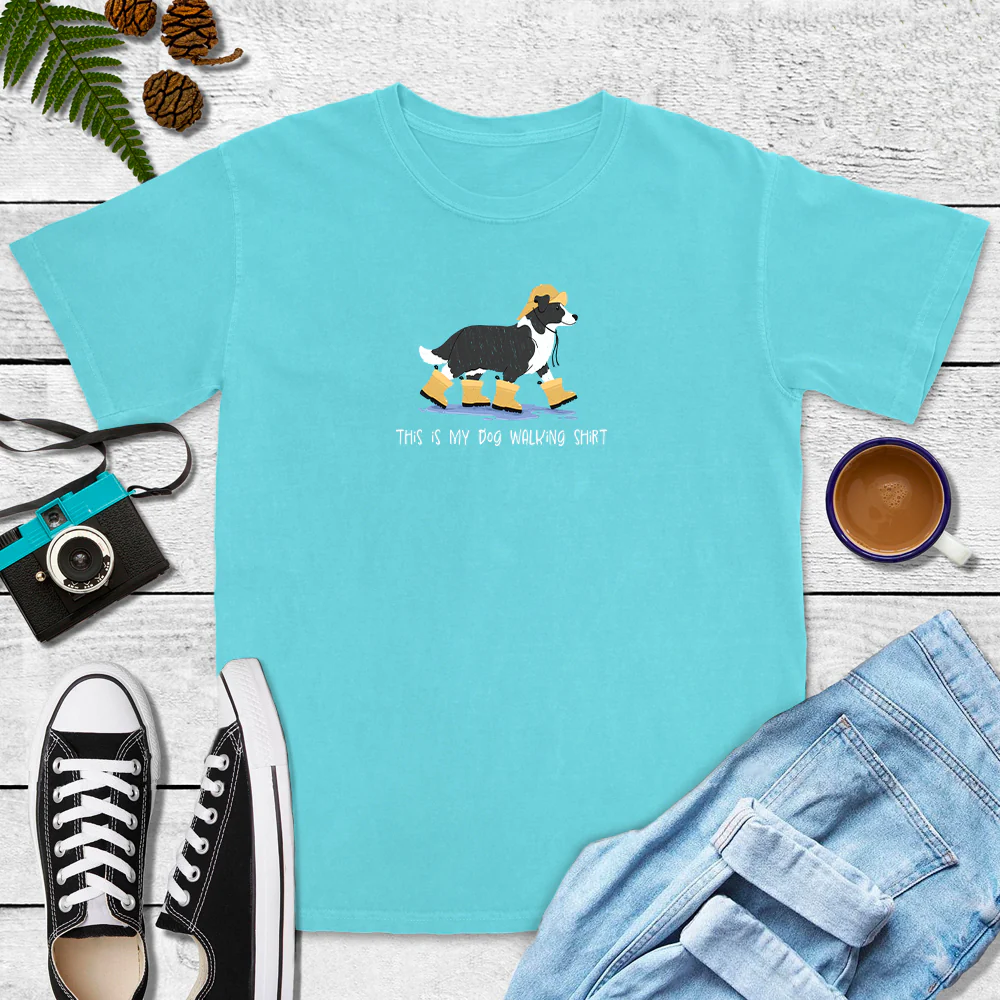 This Is My Dog Walking Shirt- Rain Boots Tee (White, Lagoon Blue, Terracotta) - Image 3