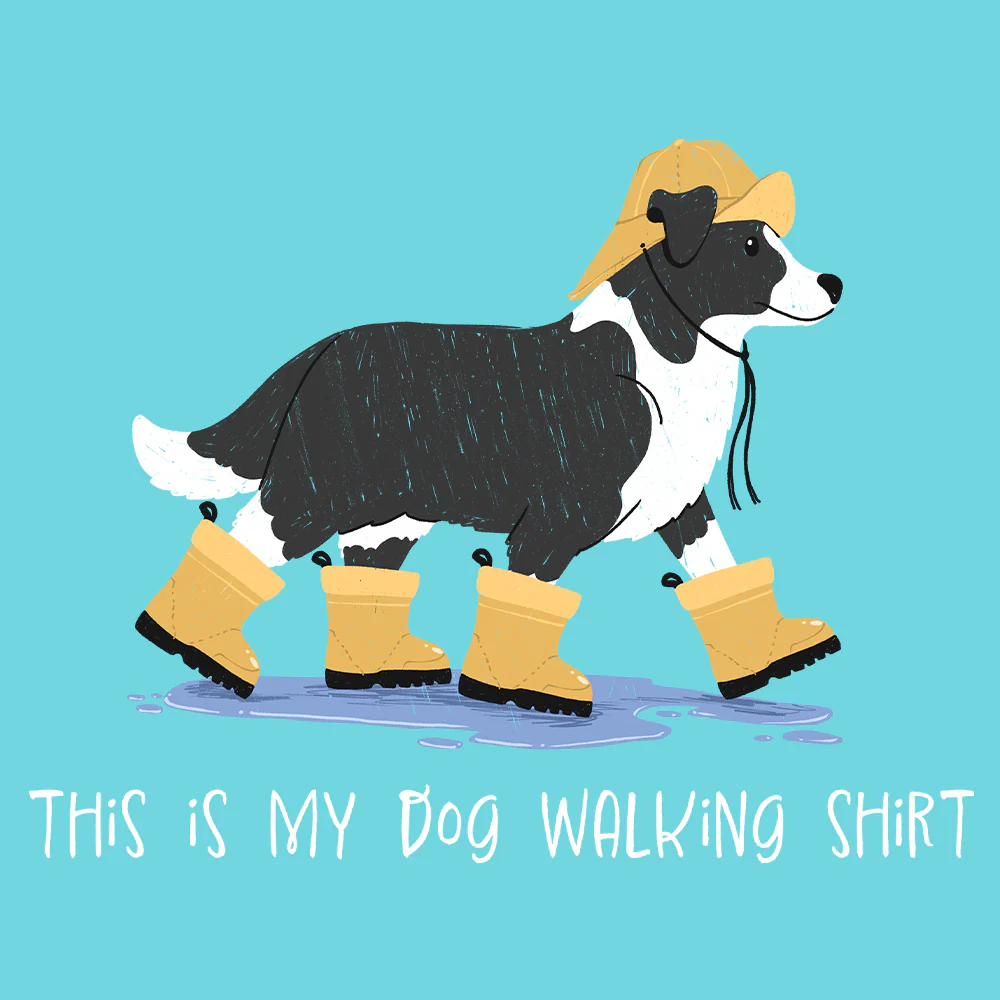 This Is My Dog Walking Shirt- Rain Boots Tee (White, Lagoon Blue, Terracotta) - Image 4