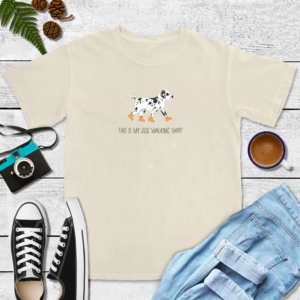 This Is My Dog Walking Shirt - Sporty Tee (Blue Jean, Terracotta, Ivory) - Image 5