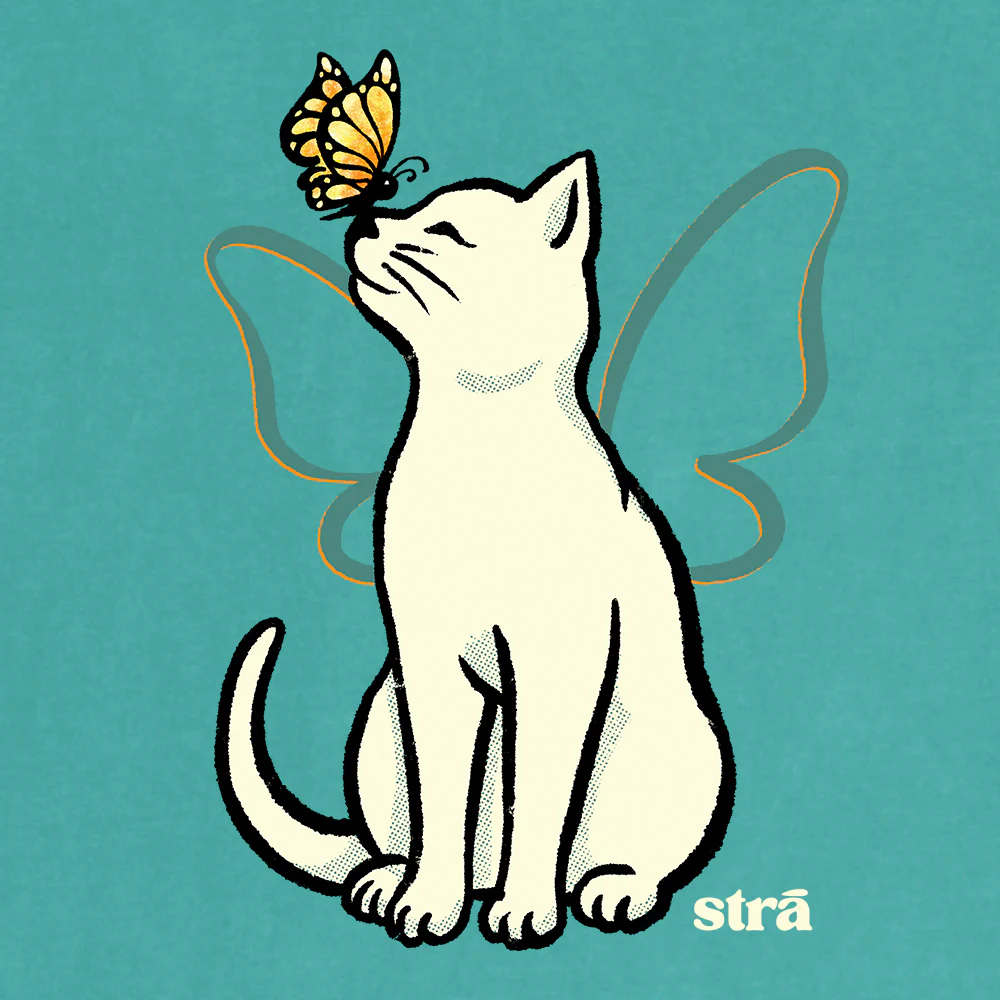 Wings Of Hope Cat & Butterfly Tee (Seafoam, Blue Jean, Terracotta, Ivory) - Image 4