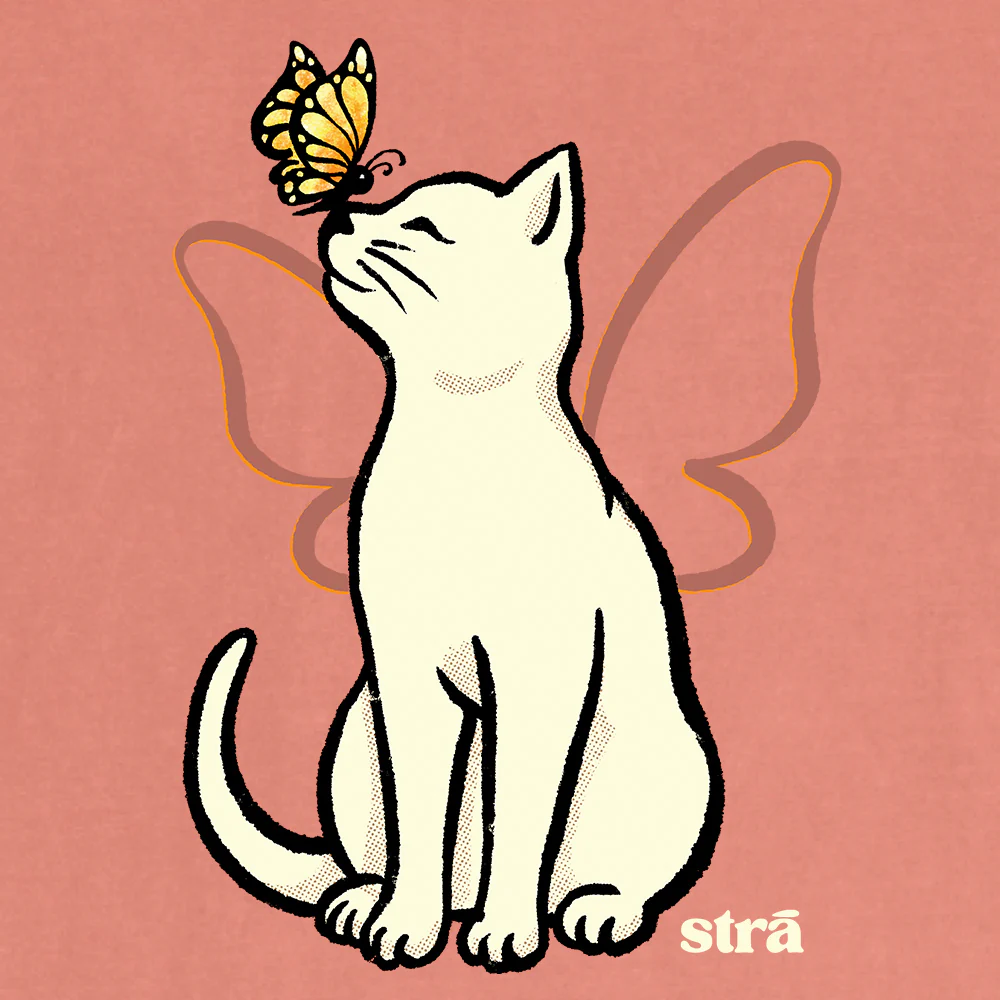 Wings Of Hope Cat & Butterfly Tee (Seafoam, Blue Jean, Terracotta, Ivory) - Image 8